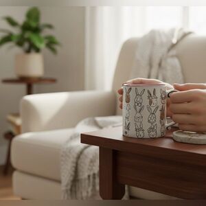 Charming Bunny Face Mug - 20oz Oversized Ceramic Coffee/Tea Cup